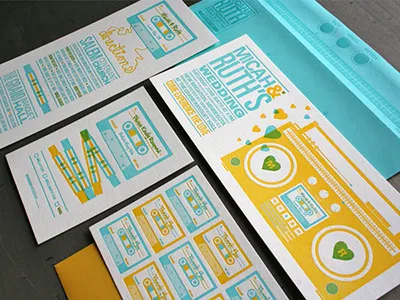 Peterson Invite letterpress mixtape two color wedding invitation wedding invite