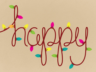 Holiday Cards christmas happy holidays illustration lettering lights typography