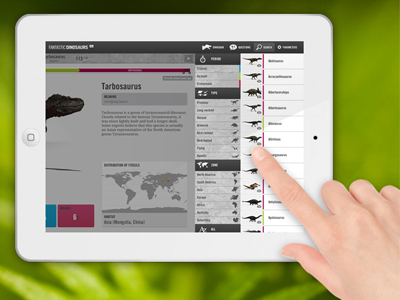 Fantastic Dinosaurs UI Details app dinosaur dinosaurs ipad search