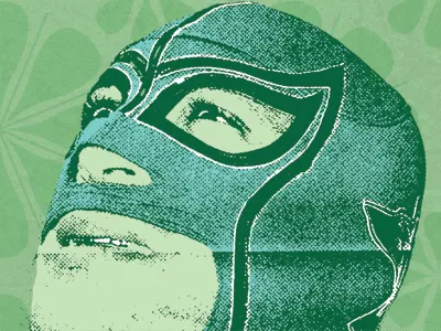 Fire Mountain Luchador Poster #1 brown concert fire libre lucha mexican mountain perry poster wrestling