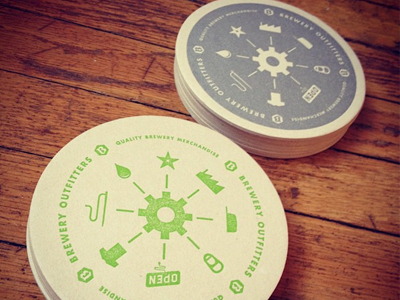 Brewery Outfitters Coasters beer brewery coasters iconography icons letterpress outfitters print salty