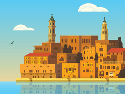 Jaffa Port beach boat church city clock tower harbor israel jaffa old port sea seagull tel aviv tlv yaffa