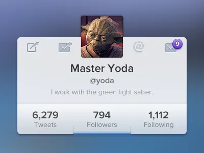 Tweetring bird twitter ui ux widget yoda