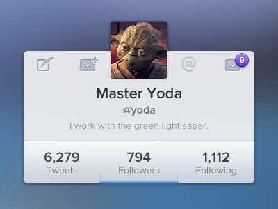 Tweetring bird twitter ui ux widget yoda