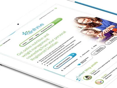 Tablet blue butrition button diet exercise green grey gym health home landing slider ui ux webdesign weight loss