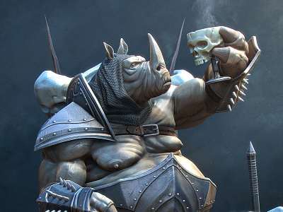 General Rhino 3d alves animal artist cartoon character da fantasy general illustration jose josé modeling rhino silva warrior