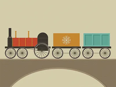 vintage holiday train child christmas color geometry holiday retro simple snowflake train vintage xmas