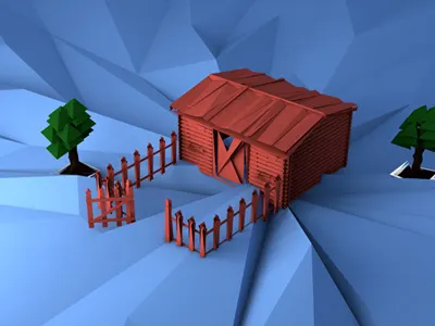 little house 3d cinema 4d house low poly