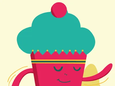 Dancing Cupcake cake colorful cupcake cute dancing illustration mockup playful screen print smile sweets