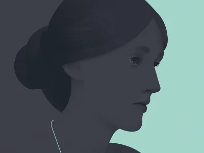 Virginia Woolf digital editorial illustration portrait virginia woolf
