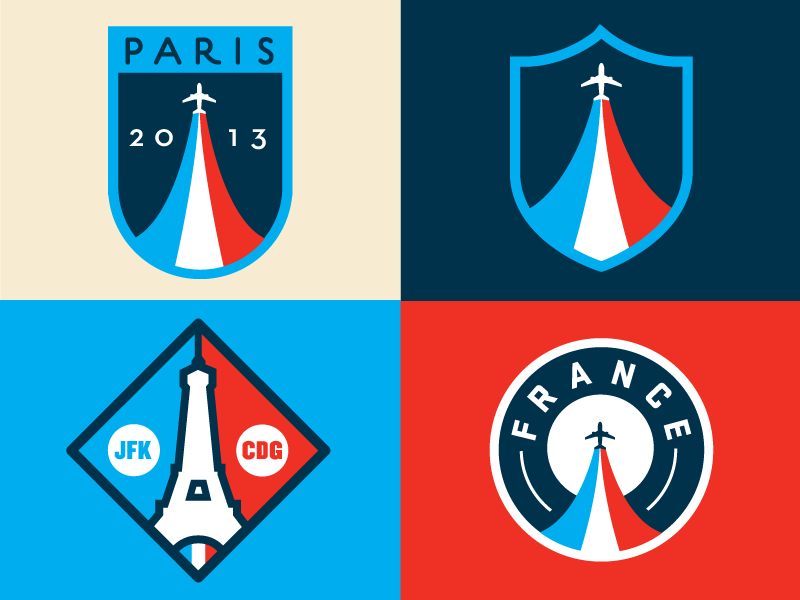 Oui Oui Oui! button eiffel tower flag paris patches plane shield vector