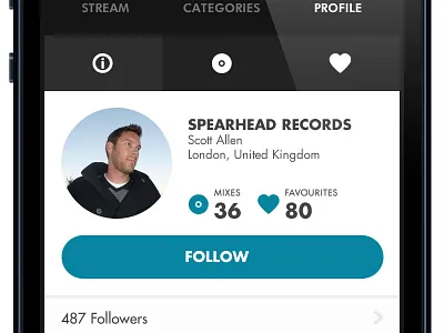 Profile screen app mobile music