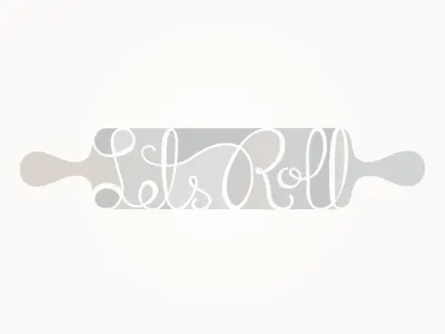 Lets Roll flour food lettering monochromatic rolling pin script