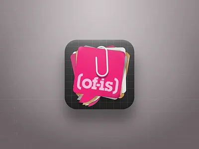 'of-is' iOS Icon @2x app grey grid icon ios ipad office paper paperclip pink post it stationary texture white
