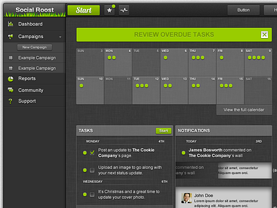 UI facelift calendar dashboard detail list notifications tasks texture ui