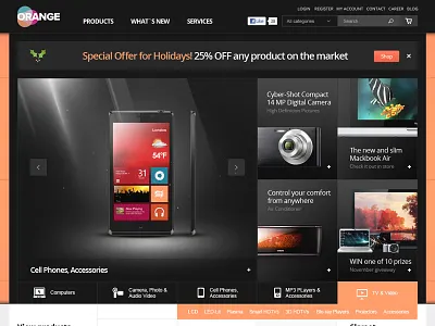 Orange Shop computers e commerce e shop electronics magento mobile mobile version modern online shop opencart retina shop shopping cart store themeforest themes titanic titanicthemes wordpress