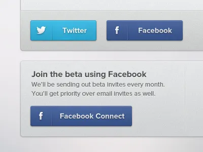 Beta Connect beta buttons facebook social twitter ui web design