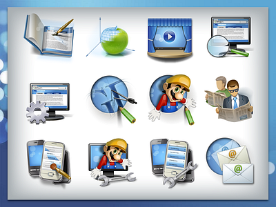 Set of 12 icons for MediaElements.net icon icons set