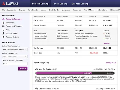 Responsive Natwest Redesign (Retina) accounts bank banking blue design goals interface minimal minimalist natwest numbers purple redesign responsive savings ui user experience user interface ux web