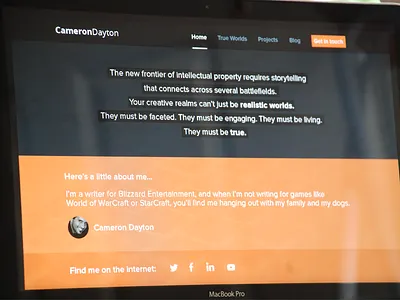 Writer's Site blue cameron dayton orange purtica ui web design website writer