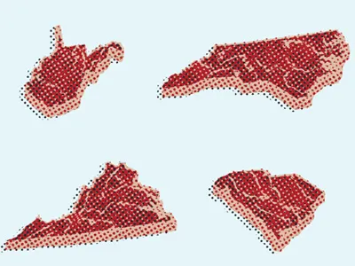 Halftone Meat blue halftone meat red steak