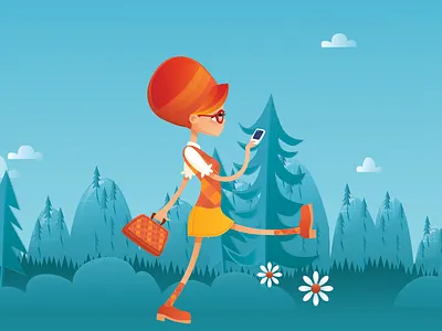 Evolution Conga Line illustration mural retro vector vintage wall wallpaper