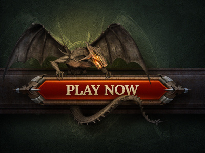 Dragon button character dragon fire game icon illustration interface metal shine sketch stone texture ui wall wing