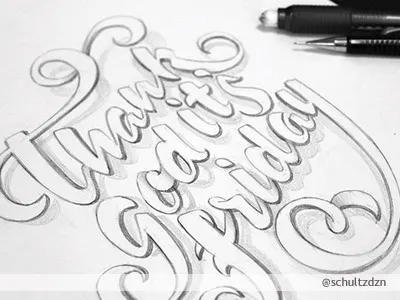Thank God It's Friday ! callygraphy design font friday illustration pen pencil sketch type typography