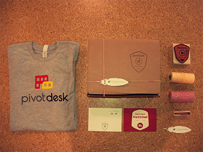 PivotDesk Swag Express Branding branding kraft post card tshirt twine