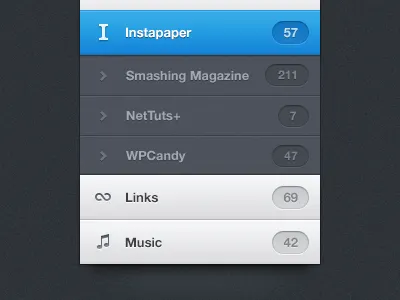 Meniooo blue clean glyphs gradient helvetica neue icons menu noise nuance shape sharp soft subtle texture ui vertical