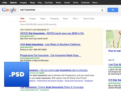 Google Search Engine Results Page PSD bing free psd freebie google psd search engine search ui serp user interface