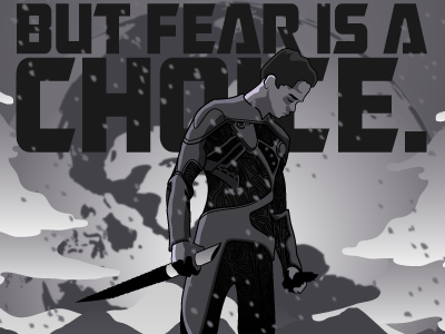 Fear Is A Choice clouds darkness earth gray illustration illustrator sci fi snow soot space typography vector