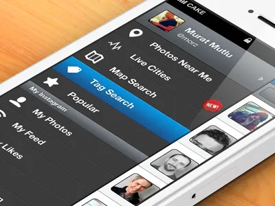 iPhone app sidebar menu app buttons icons ios iphone iphone app menu retina sidebar ui ux