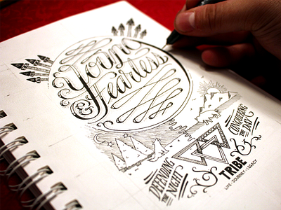 Young & Fearless apparel arrow custom flourish handmade label lettering ornamentation tribe type typography vintage