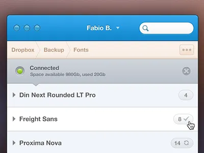 Fontend Backup backup blue dropbox font fonts mac os x osx retina sync upload