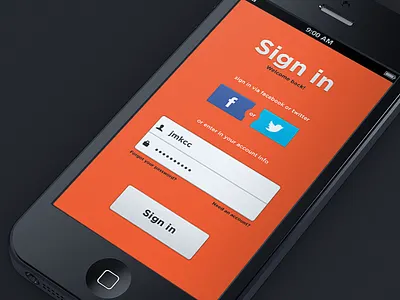 Sign-in app button design form in ios iphone login sign ui ux