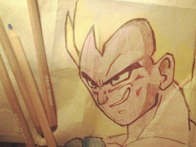 My first portrait on Bread's Paper dragonball illustration paper photoshop vegeta z