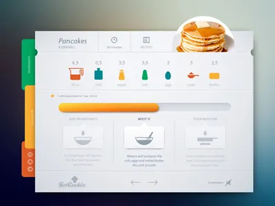 Get Cooking clean cooking app interface layout minimal pancake ui ux