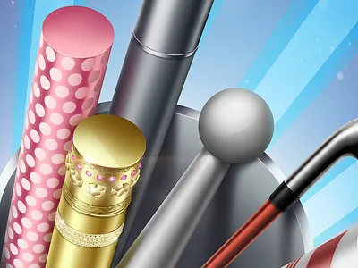 Twanger Toy - splash screen app barber bender cany diamnds flares game gold golf illustration ios ipad iphone loading logo magic metal particles photoshop retina shine start screen stick stripes twanger toy