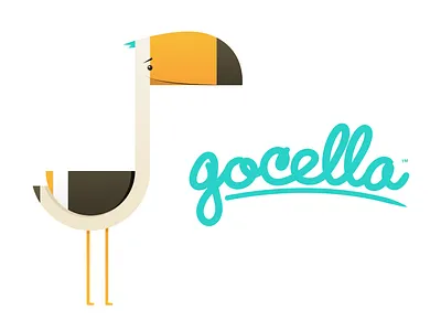 Gocella Logo - Concept 5 bird cartoon green identity logo orange script teal vector