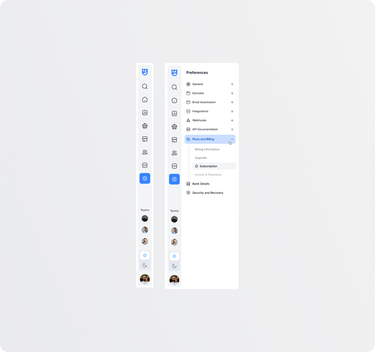 Modern Dual Tier Sidebar Navigation UI for SaaS Dashboard clean ui dashboard dashboard ui design design inspiration figma interface design lightmode product design sidebar ui design ux design web app