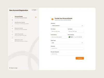 Account Registration Stepper registration stepper