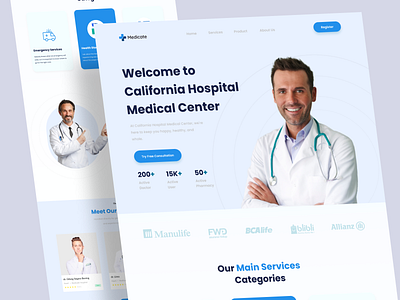 Medical Center Web Ui animal design health illustration landing page logo online doctor portfolio psychiatrist ui web web3 website website design