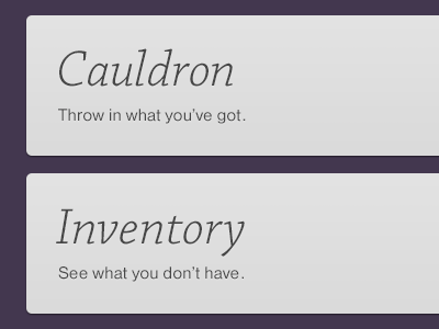 Start Screen app buttons cauldron food purple start ui