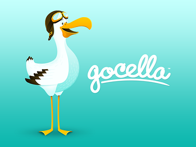 Gocella - Final Logo bird cartoon cell shading gocella handwritten identity logo script teal