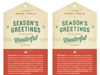 Season's Greetings #2 christmas disclaimer hangtag projekt projekt inc. retro sean costik seasons greetings star typography wonderful