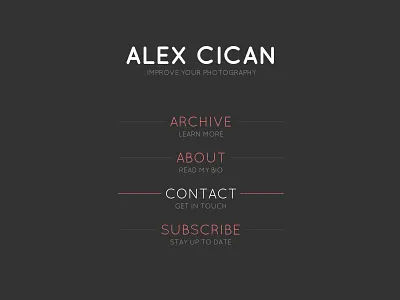 Website navigation design menu navigation photography website