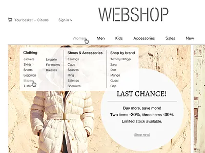 Webshop layout layout navigation ui webshop