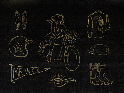 Mr Whistler Vibes hand drawn illustration motorcycle sketch