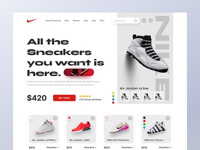 Nike Shoe Web Header app branding design landing design landing page nike header nike shoe nike web shoe shoe header shoe web ui uiux ux